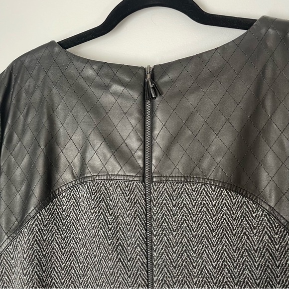 Tahari Arthur S. Levine Faux Leather Trim Dress - Picture 5 of 11